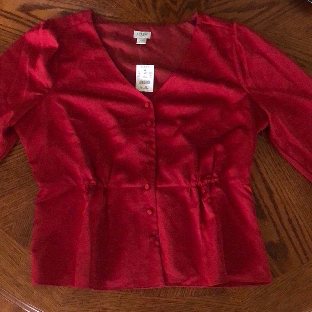 J. Crew Satin Peplum Blouse